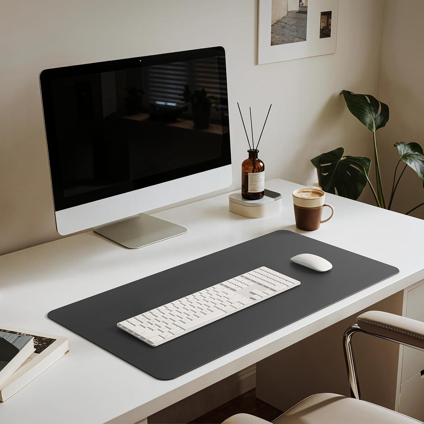 Jotsome Leather Desk Pad Mat, Non-Slip Desk Blotter Pad - Desk Protector for Office, Home, Laptop, and Desktop, Gift for The Holidays or Christmas (Black, 34" x 17")