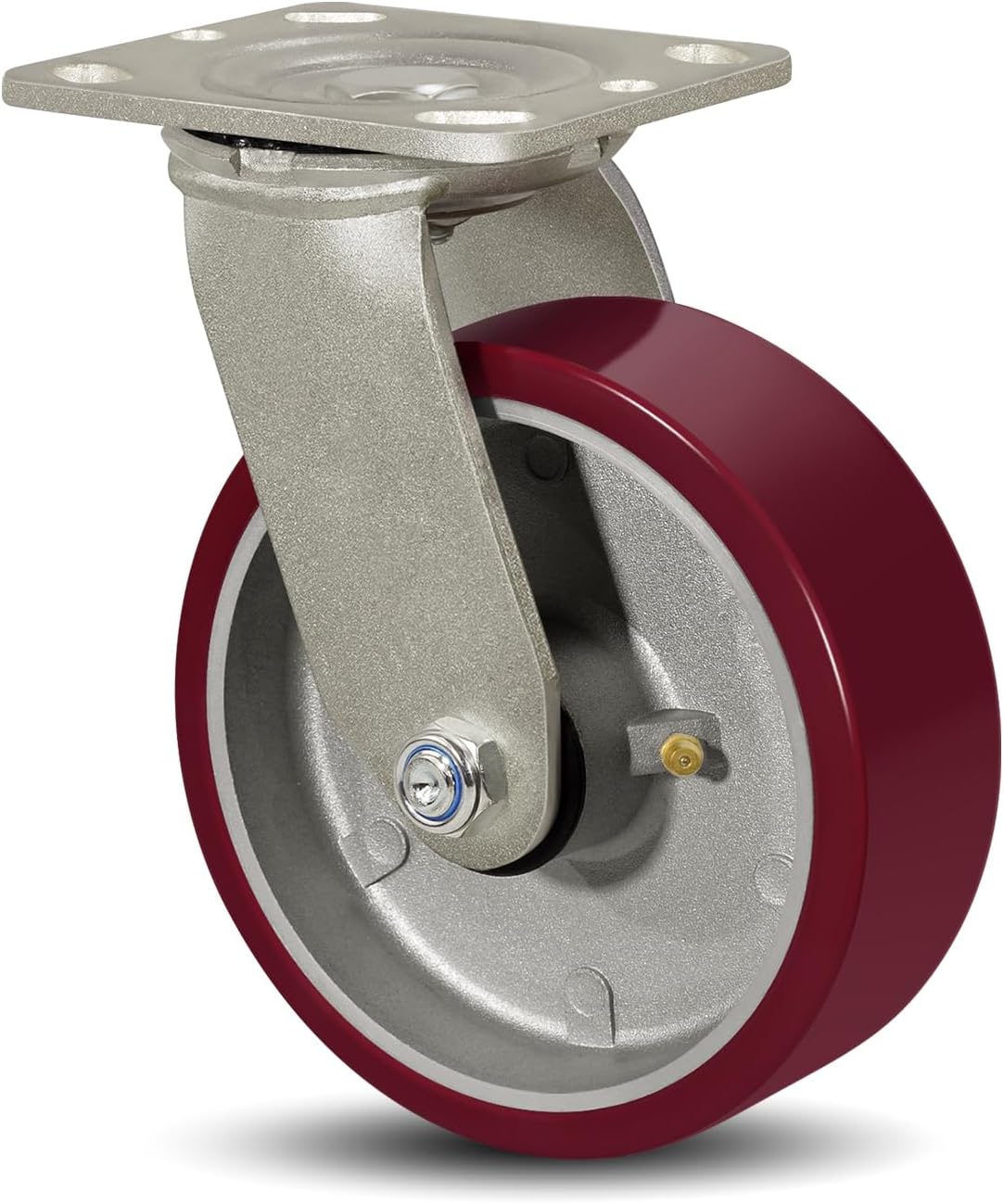 SY America 6" X 2" Casters Wheels,Heavy Duty Industrial Casters，Polyurethane on Aluminum Wheels,1 Swivel Casters,1300 LBS Load Capacity