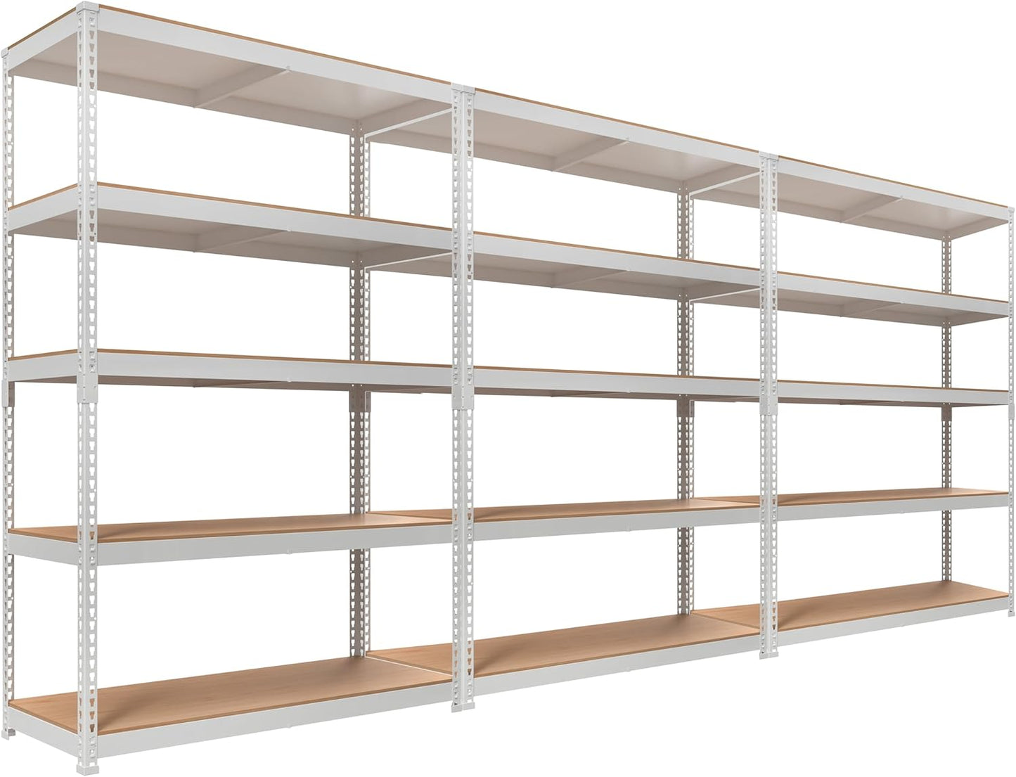 HOMEDANT 5 Tier Storage Shelves Adjustable Laminated Boltless Garage Metal Shelving Unit Heavy Duty Utility Rack Shelf Warehouse Pantry Closet Kitchen (3, (L) 48.1" W, White)