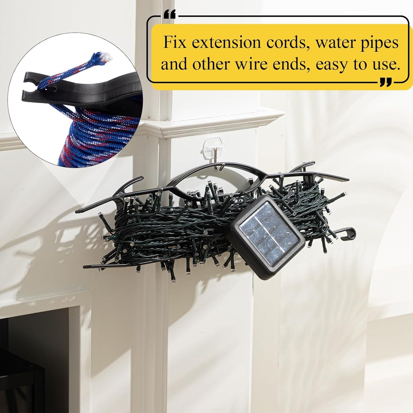 Ripeng 6 Pcs 15.7“ Light Duty Extension Cord Storage Reel Durable H-frame Extension Cord Holder Hose Organizer Wrap, Black