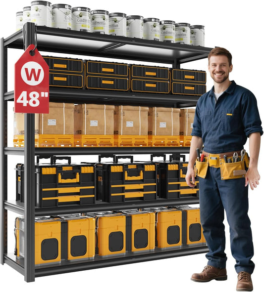 48" W Garage Shelving Heavy Duty 3030Lbs Storage Shelf 5 Tier Adjustable Shelving Units Metal Garage Storage Shelves for Basement, Commercial, Warehouse, Industrial, 72" H x 48" W x 24" D,