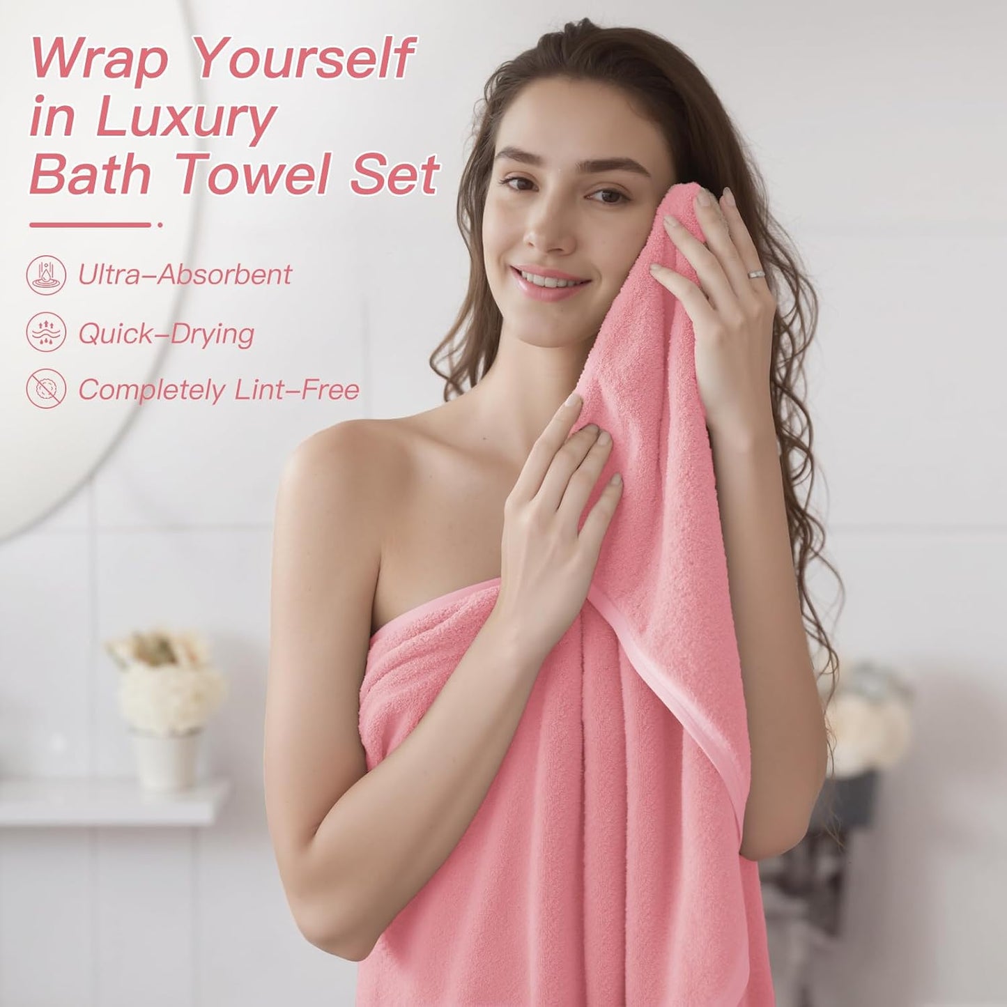 iMucci Bathroom Accessories Bathroom Sets with Shower Curtain, Bath Towel Set, Trash Can, Toilet Brush, Soap Dispenser, Bathroom Accessories Set Complete