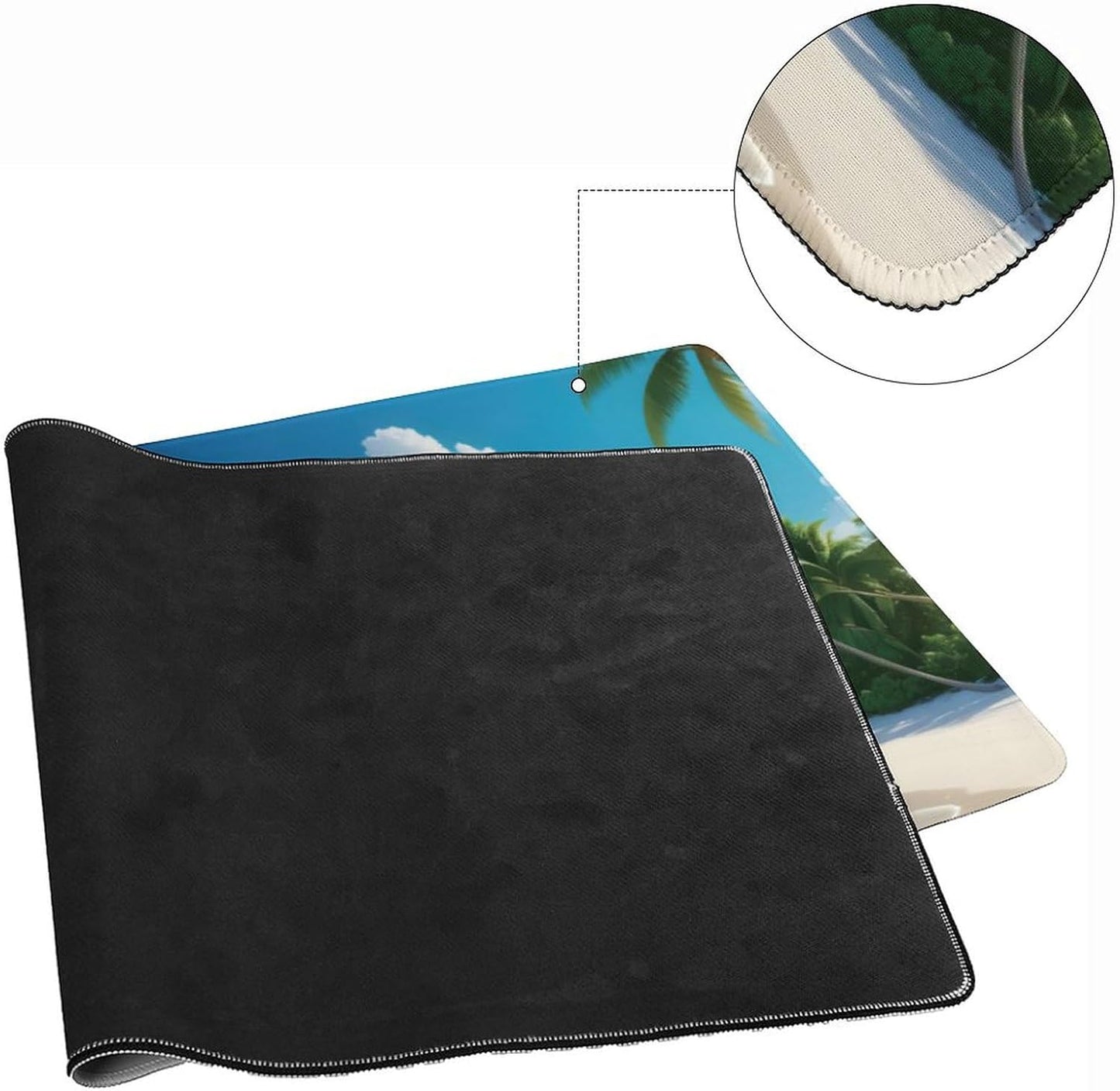 Tropical Beach Large Mouse Pad, Vintage Aesthetic Gaming Desk Mat, XXL Keyboard Desk Pad Mat for Desktop, 35.4"x15.7" Non-Slip Base Big Mousepad with Stitched Edges