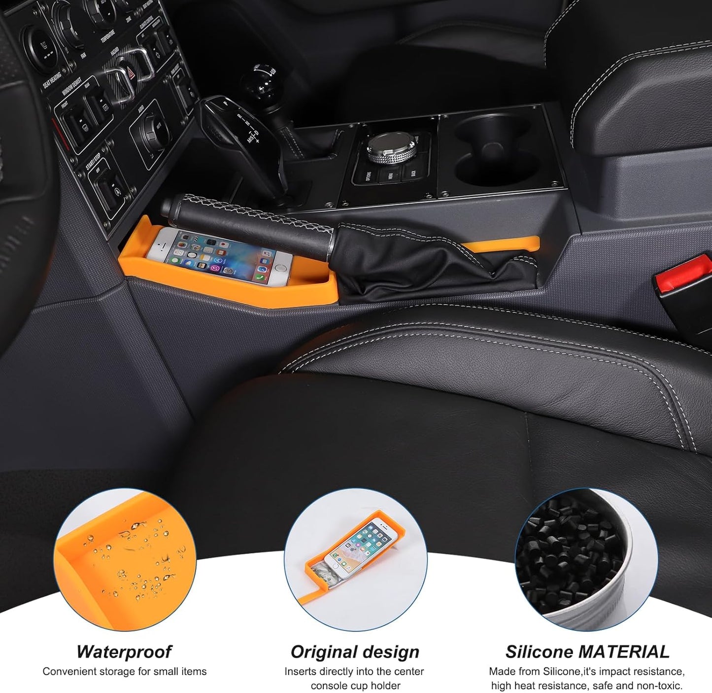 Center Console Organizer Compatible with INEOS Grenadier 2020-2024, Center Console Hand Brake Storage Box Armrest Organizer Insert Tray Accessories (Orange)