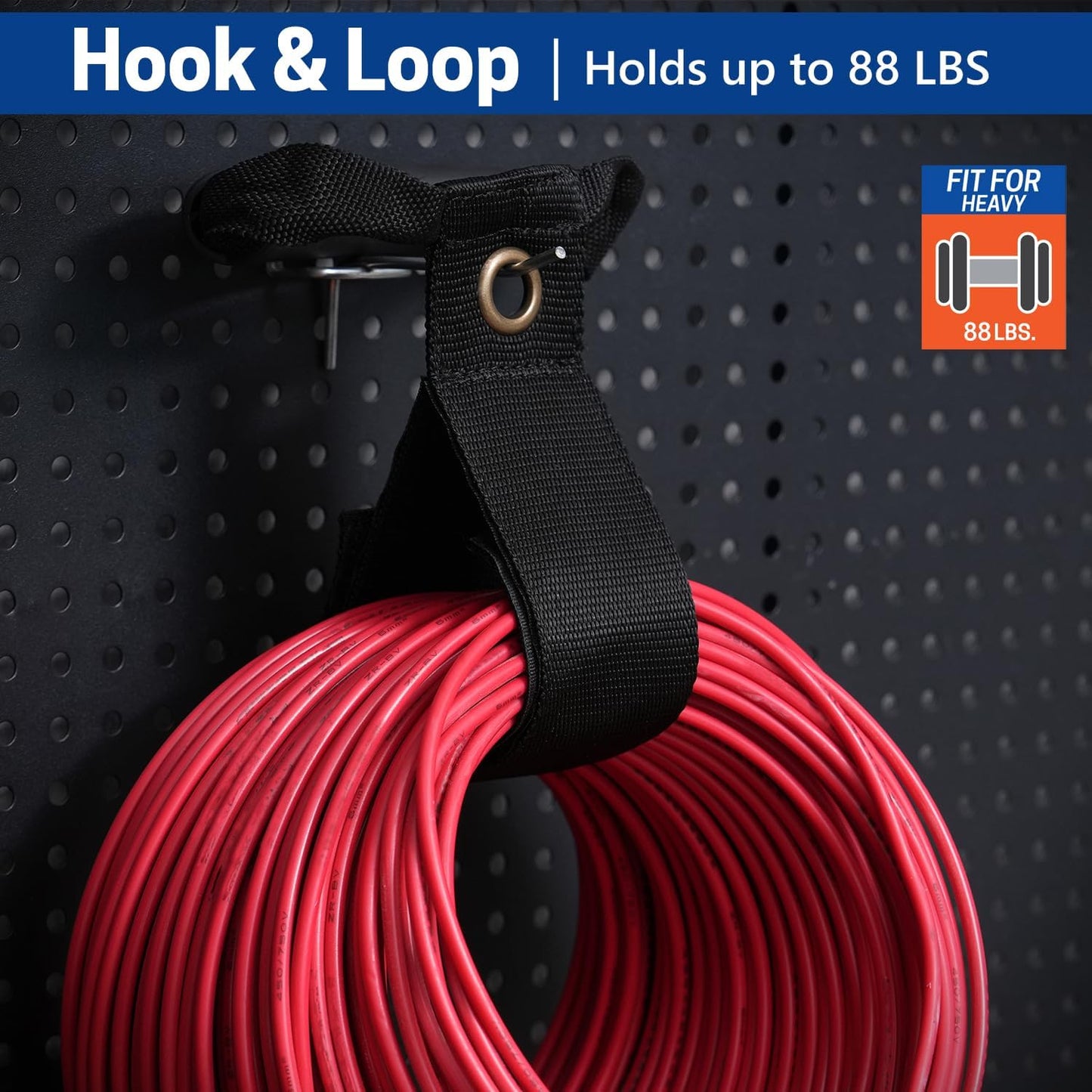 4 Pack Extension Cord Holder Organizer, 19 Inch & 24 Inch Adjustable Hook and Loop Cable Storage Straps with Handle for Garage Electrical Cords Cable Rope Hose Organizers and Storage