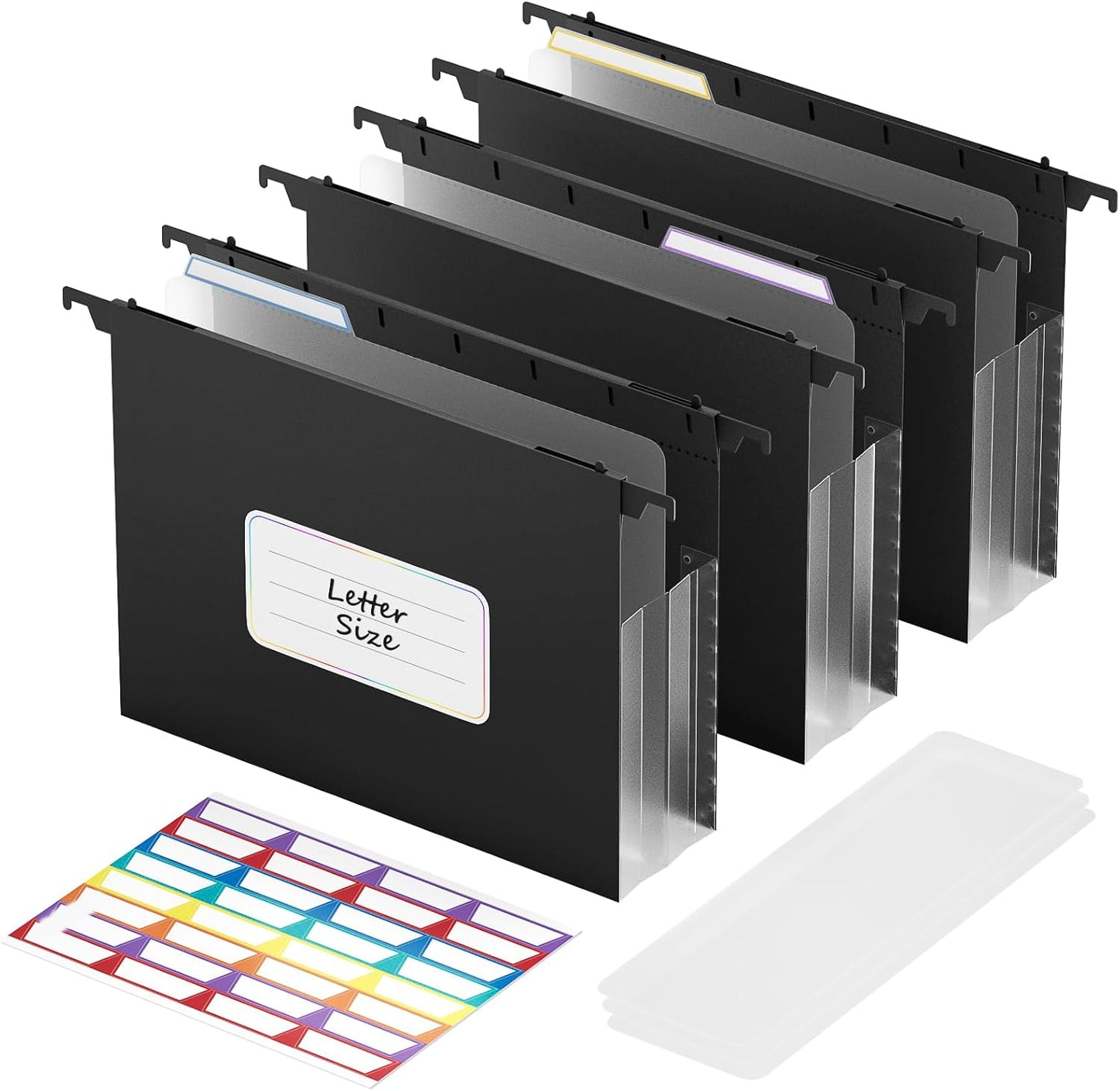 ABC life Plastic Expanding Hanging File Folders,Reinforced 3.15" Hanging Accordian Folder，Large Capacity, Letter Size for Filing Cabinet Tax Filing, Invoices-3pcs