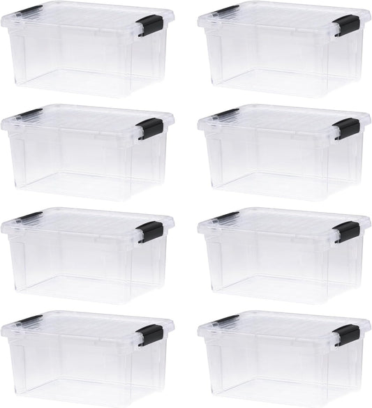 Superio Storage Bins with Lids- 8 Pack, 6.6 Qt Clear Boxes for Organizing, Stackable Plastic Containers- BPA Free, Non-Toxic, Odor Free, Organizer for Home, Office, Dorm