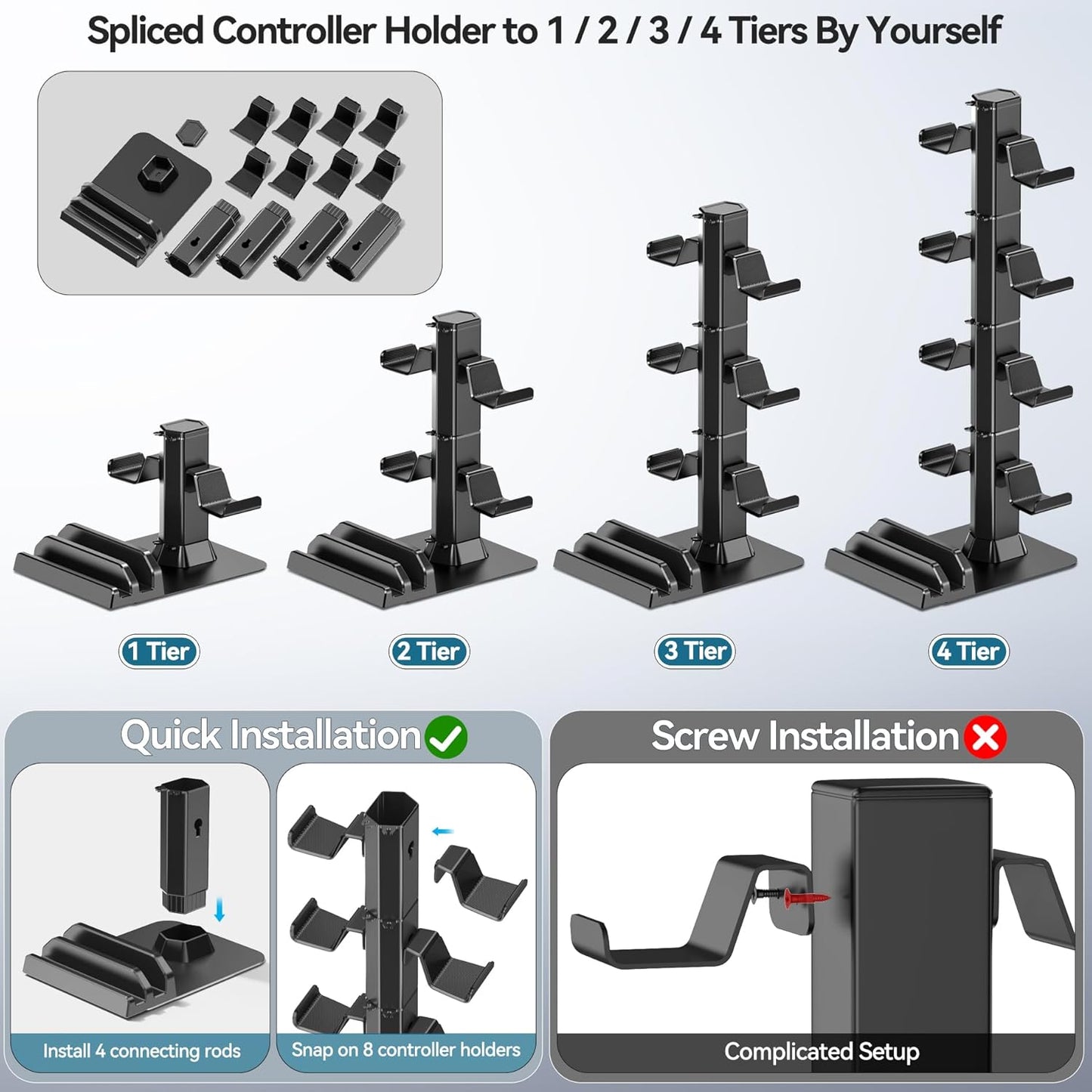 Gaming Headset & Controller Holder Stand for Gamer Gift, Gaming Headphone Desk Organizer Storage with Cable Hook for Xbox/ PS5/ PS4/ Controller, Nintendo Switch 1/ 2/ PS Portal Console/ Remote & Phone