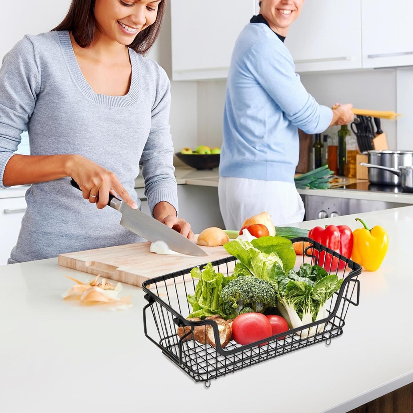 Stackable Storage Basket, Easy Application,32x16x14c, Deep Freezer Bins, Refrigerator Storage Bins, Versatile Organizer, For Chest Freezer Ice Cream Fruits Veggies