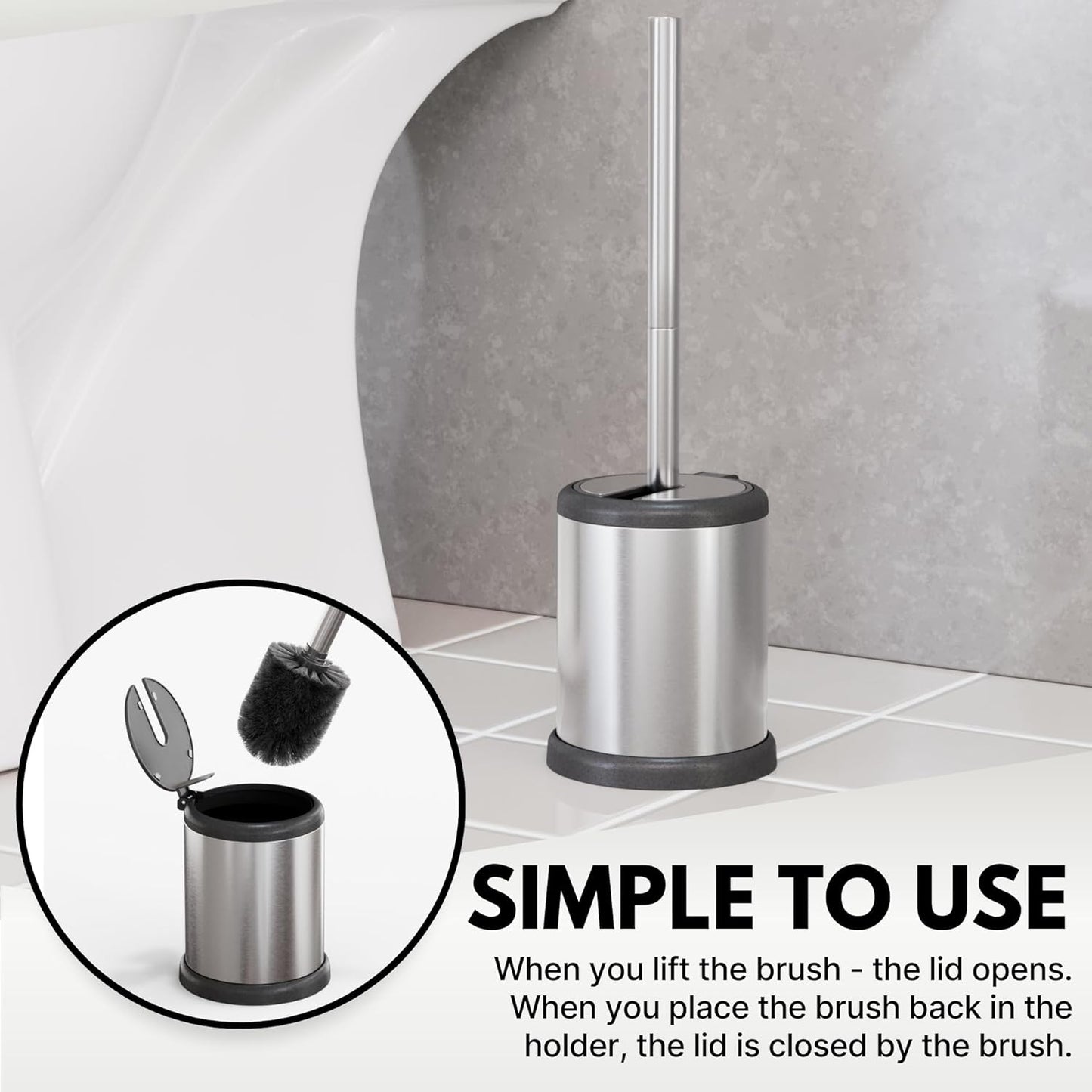 ToiletTree Products Deluxe Toilet Brush with Lid 3 Pack