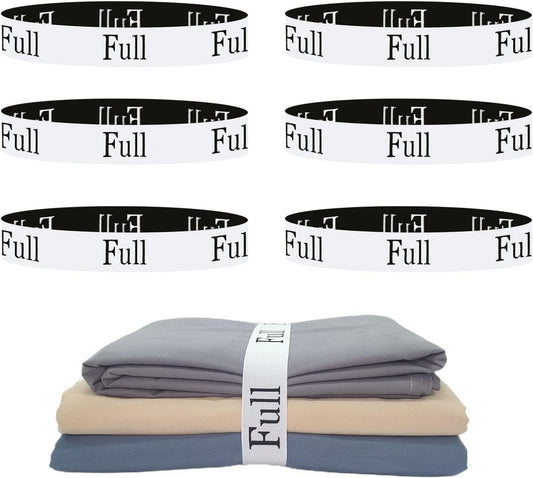 6 Pieces Bed Sheet Organizer Bands, Sheet Organizers and Storage Label Bands, Sheet Label for Bedding, Sheets Organizer for Closet,Sheet Keepers Linen Labels Bedding Bands (Full)
