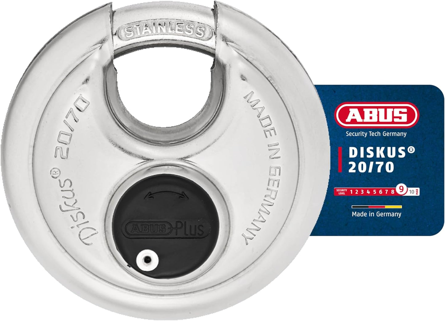 ABUS 20/70 Heavy Duty Diskus Storage Padlock with 2 Keys for Storage, Outdoor, Commercial, 2.75in (70mm) Wide, Keyed Different