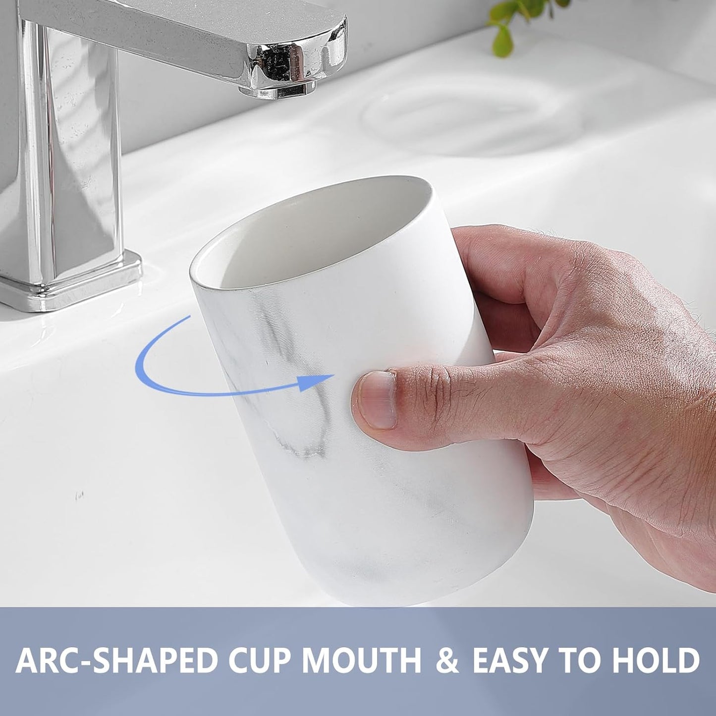 Marble Toothbrush Holders for Bathrooms - 1 Cups Ceramic Toothbrush Toothpaste Holders, White Marble Bathroom Tumbler Cups Reusable Toothbrush Mouthwash Cup, Bathroom Counter Organizer.