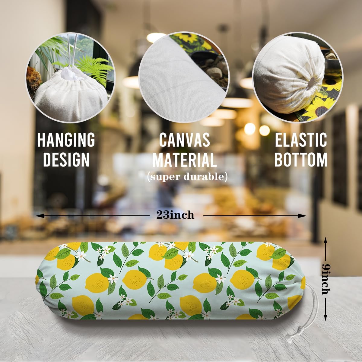 Lemon Plastic Bags Holder, Grocery Bag Storage Organizer, Reusable Shopping Bags Holder Dispenser for Kitchens Pantry, Farmhouse Home Kitchen Decor Gifts, Kitchen Pattern Garbage Bag 43