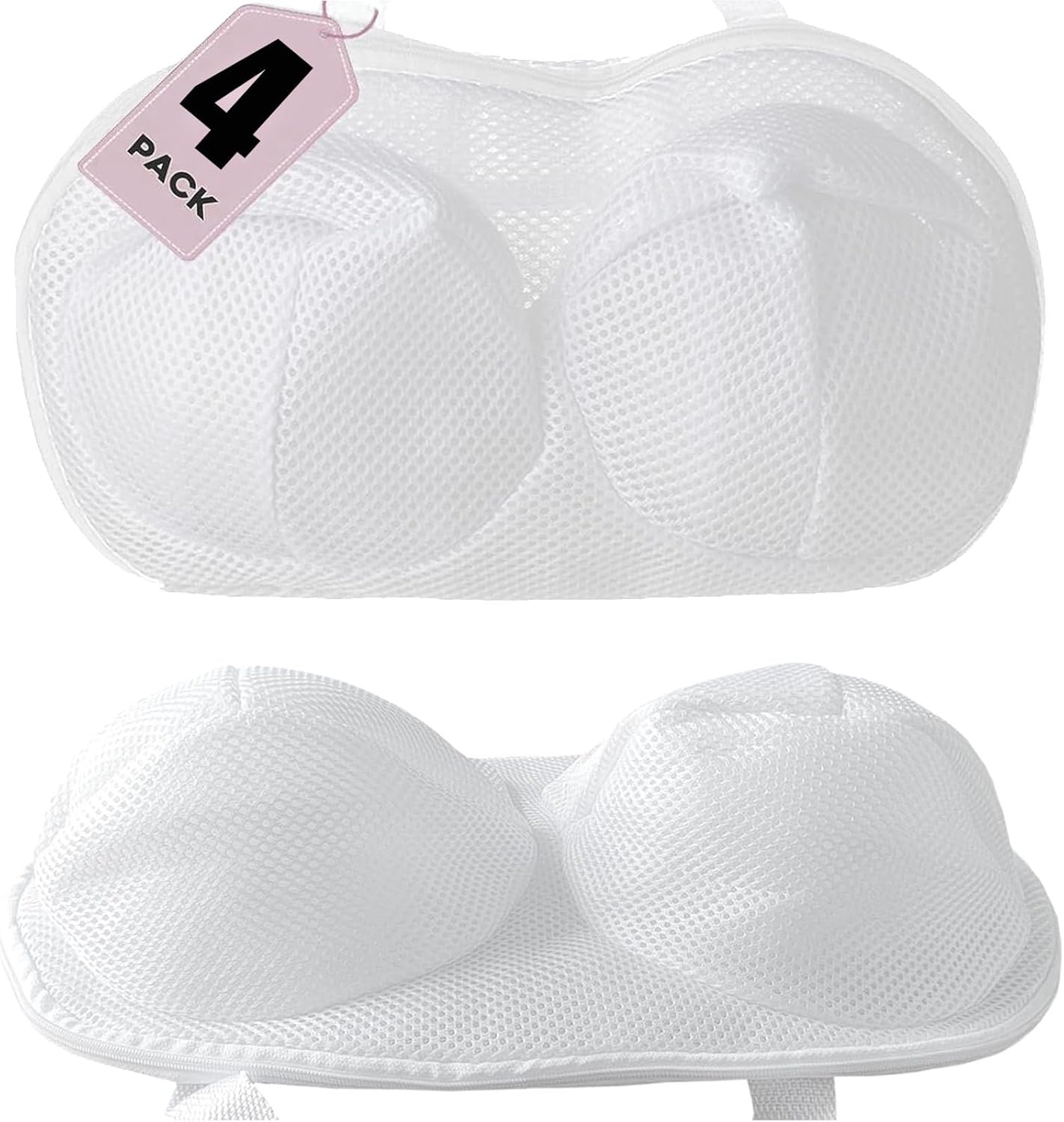 4 Pack Large Bra Laundry Bags for Washing Machine, Lingerie Bag for Washing Delicates Underwear Brassiere, Bra Washer Protector for Laundry (White 4 pack)