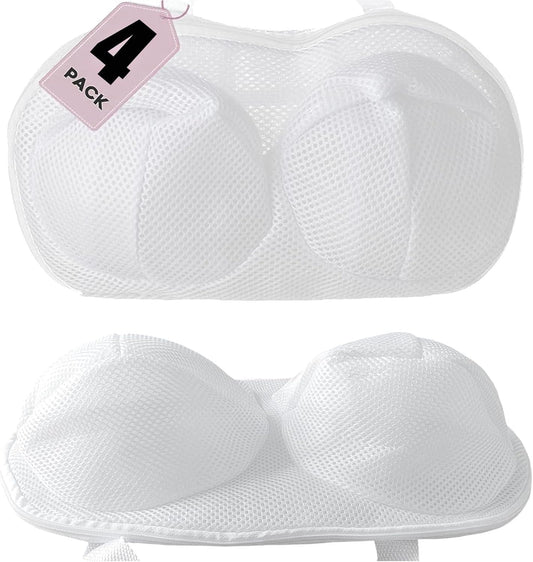4 Pack Large Bra Laundry Bags for Washing Machine, Lingerie Bag for Washing Delicates Underwear Brassiere, Bra Washer Protector for Laundry (White 4 pack)