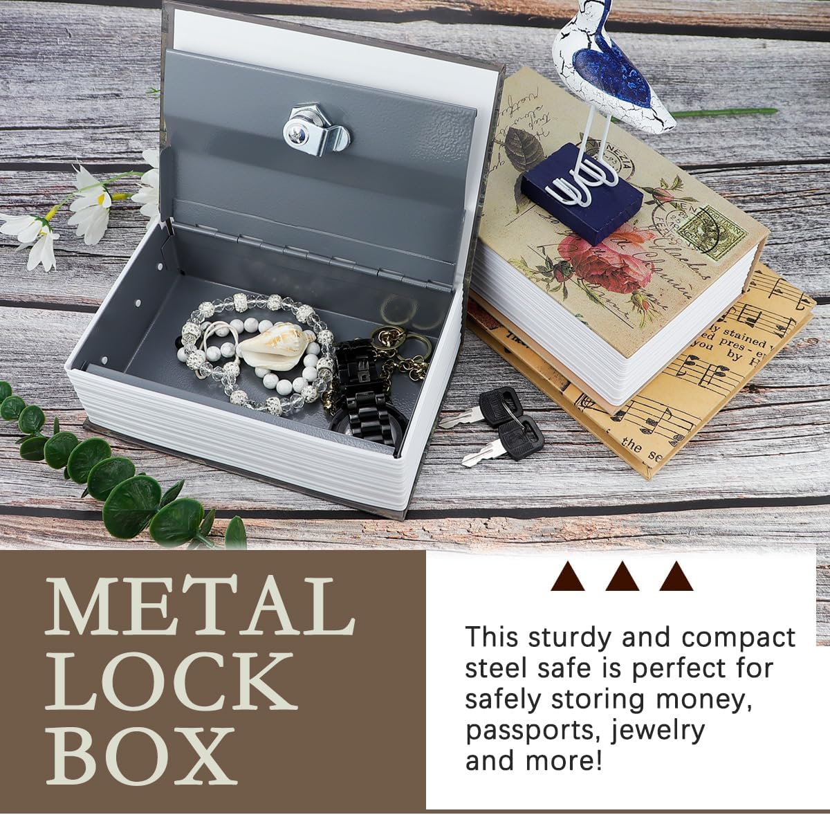 Book Safe with Keys,Fake Dictionary Book Safe Secret Book Shaped Storage Box Security Book Case Diversion Book Safe Book Hidden Container for Jewelry Document
