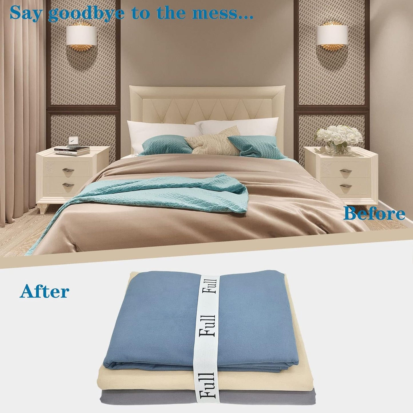 4 Pieces Bed Sheet Organizer Bands, Sheet Organizers and Storage Label Bands, Sheet Label for Bedding, Sheets Organizer for Closet,Sheet Keepers Linen Labels Bedding Bands (4Pcs Full)