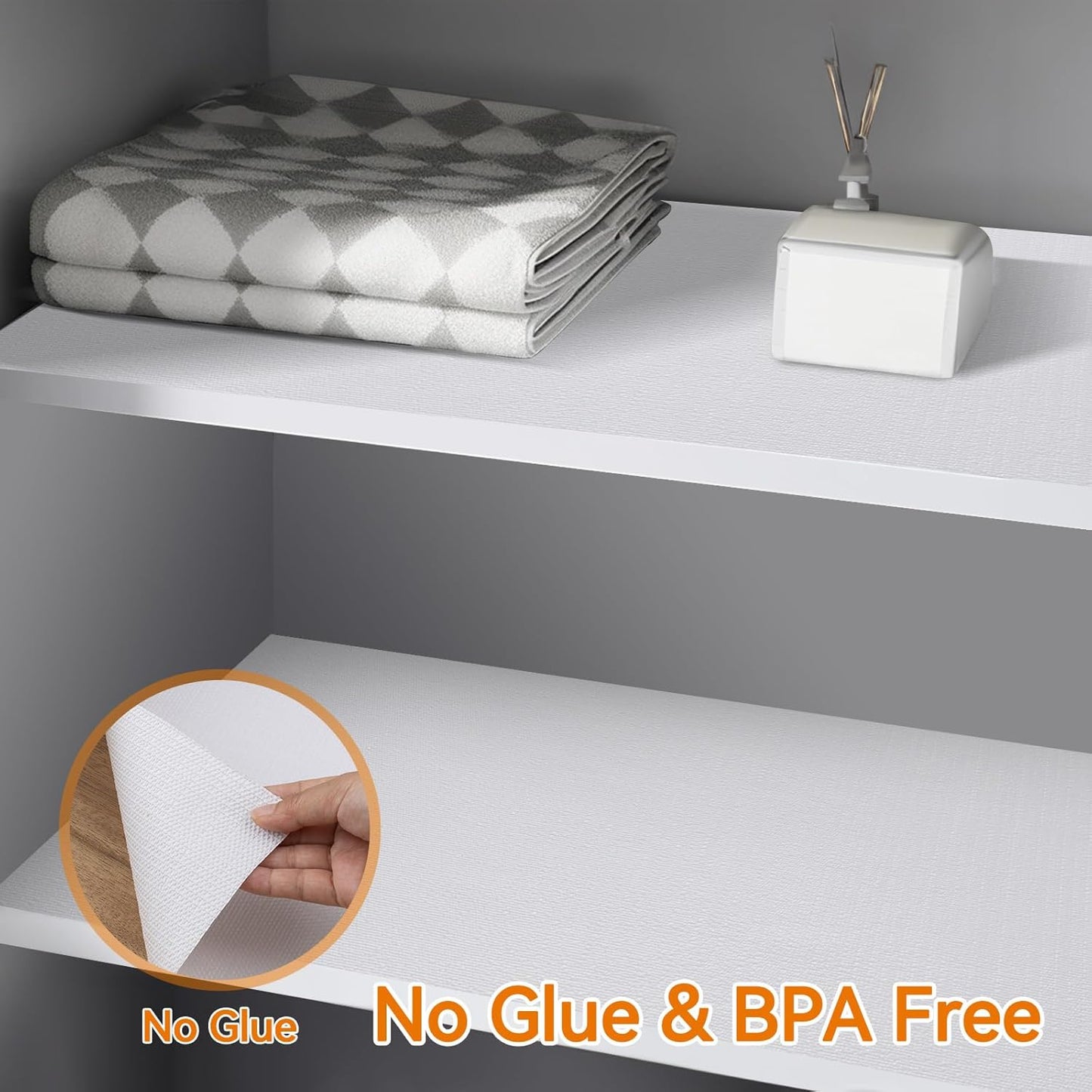 Shelf and Drawer Liner for Kitchen Cabinets Non-Adhesive, Strong Grip Non-Slip Thickened Cabinet Liners for Shelves, Waterproof Mats for Dresser Cupboard, White, 24 in x 20 Feet