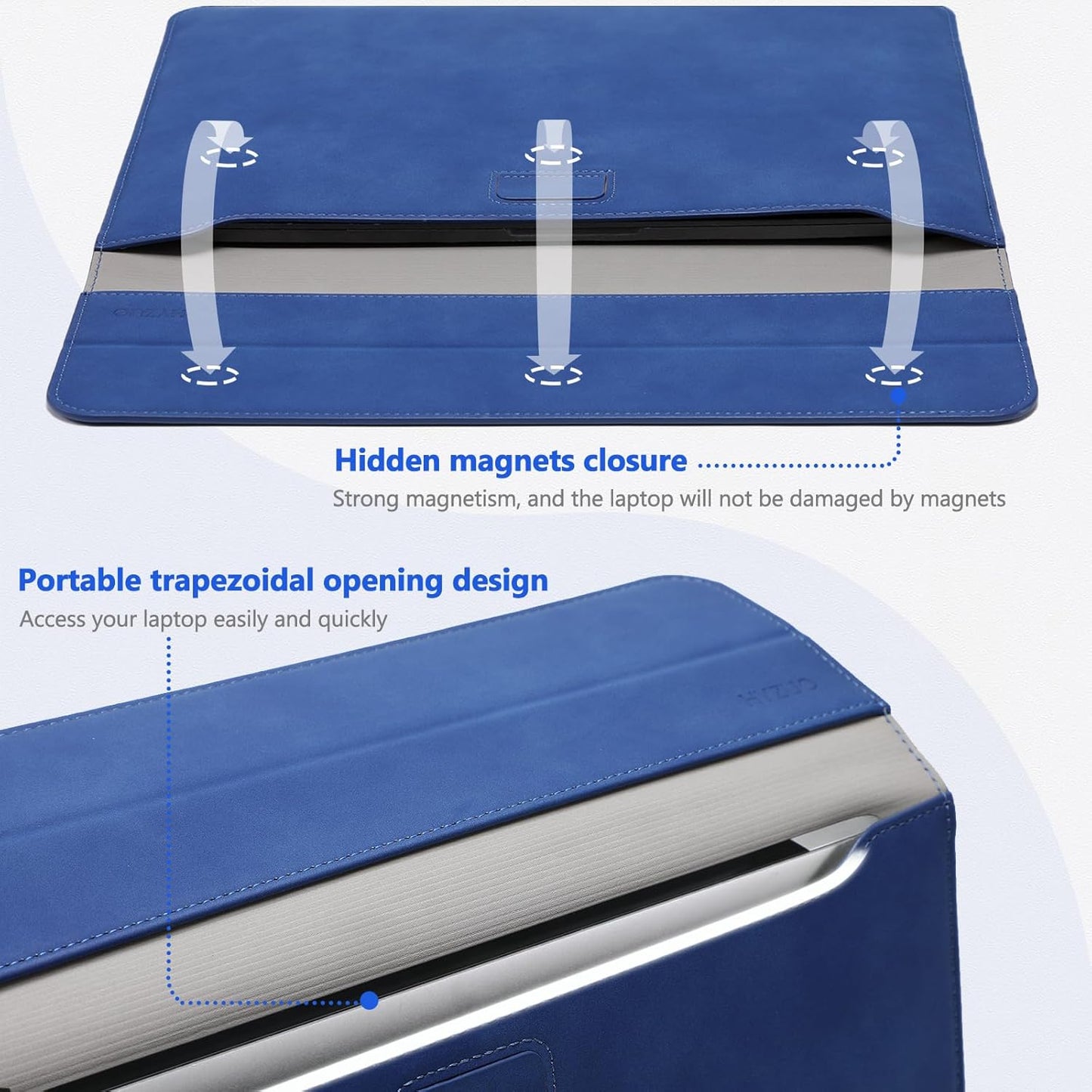 HYZUO 15 Inch Laptop Sleeve Case with Stand for MacBook Air 15 M4 A3241 M3 A3114 M2 A2941 2025-2023, 15" Surface Laptop 7/6/5/4, MacBook Pro 15 A1990 A1707 2019-2016, with Pouch, Klein Blue