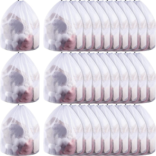 48 Pcs 24 * 32 Inches Fine Mesh Laundry Bag with Drawstring Large Heavy Duty Mesh Bag Machine Washable Sheet Drawstring Net for Delicates College Dorm