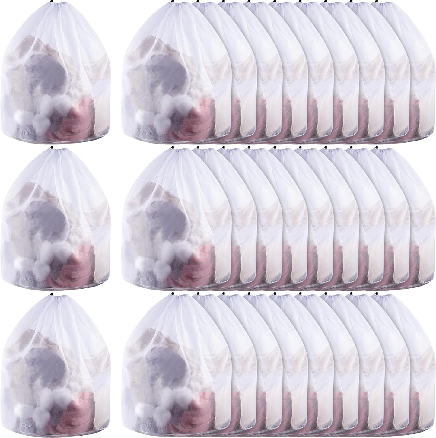 12 Pcs 24 * 32 Inches Fine Mesh Laundry Bag with Drawstring Large Heavy Duty Mesh Bag Machine Washable Sheet Drawstring Net for Delicates College Dorm