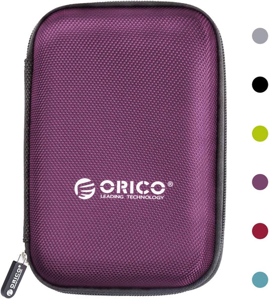ORICO Hard Drive Case 2.5 inch External Drive Storage Carrying Bag Waterproof Shockproof with Inner Size 5.5x3.5x1.0inch for Organizing HDD and Electronic Accessories, Purple(PHD-25)