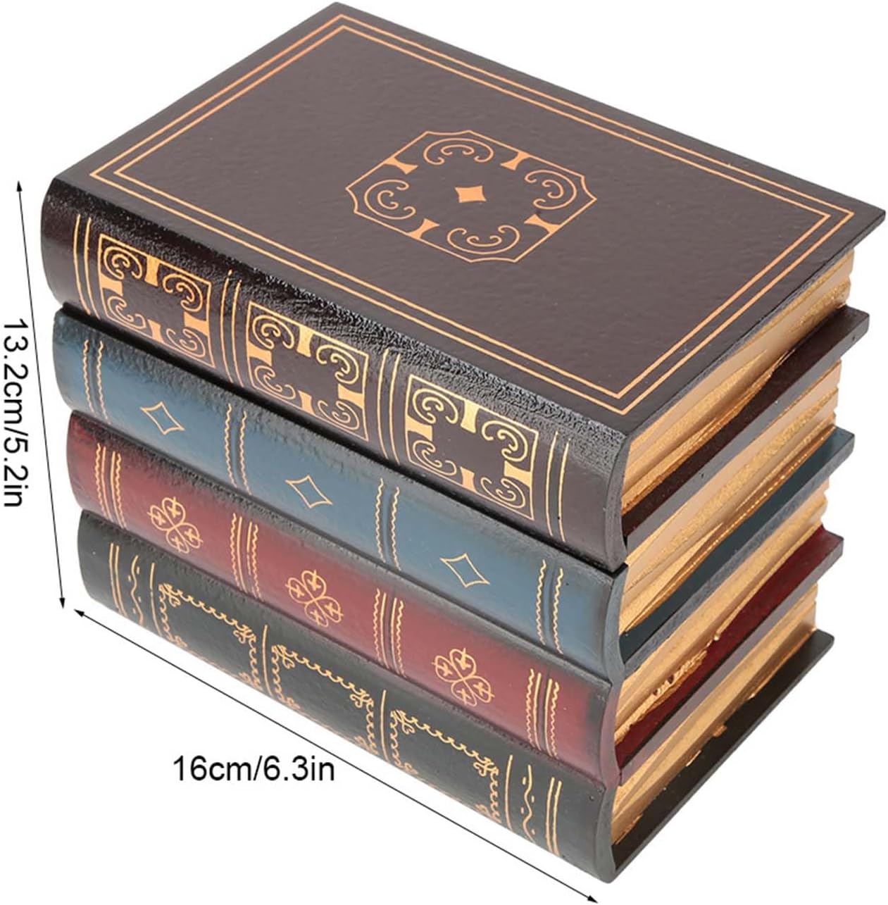 Joyzan Decorative Fake Book Box, Book Safe Dictionary Secret Cash Storage Diversion Hidden Security Money Case Wooden Vintage Faux Containers Decor Home Office Jewelry Documents Bookshelf Coffee Table