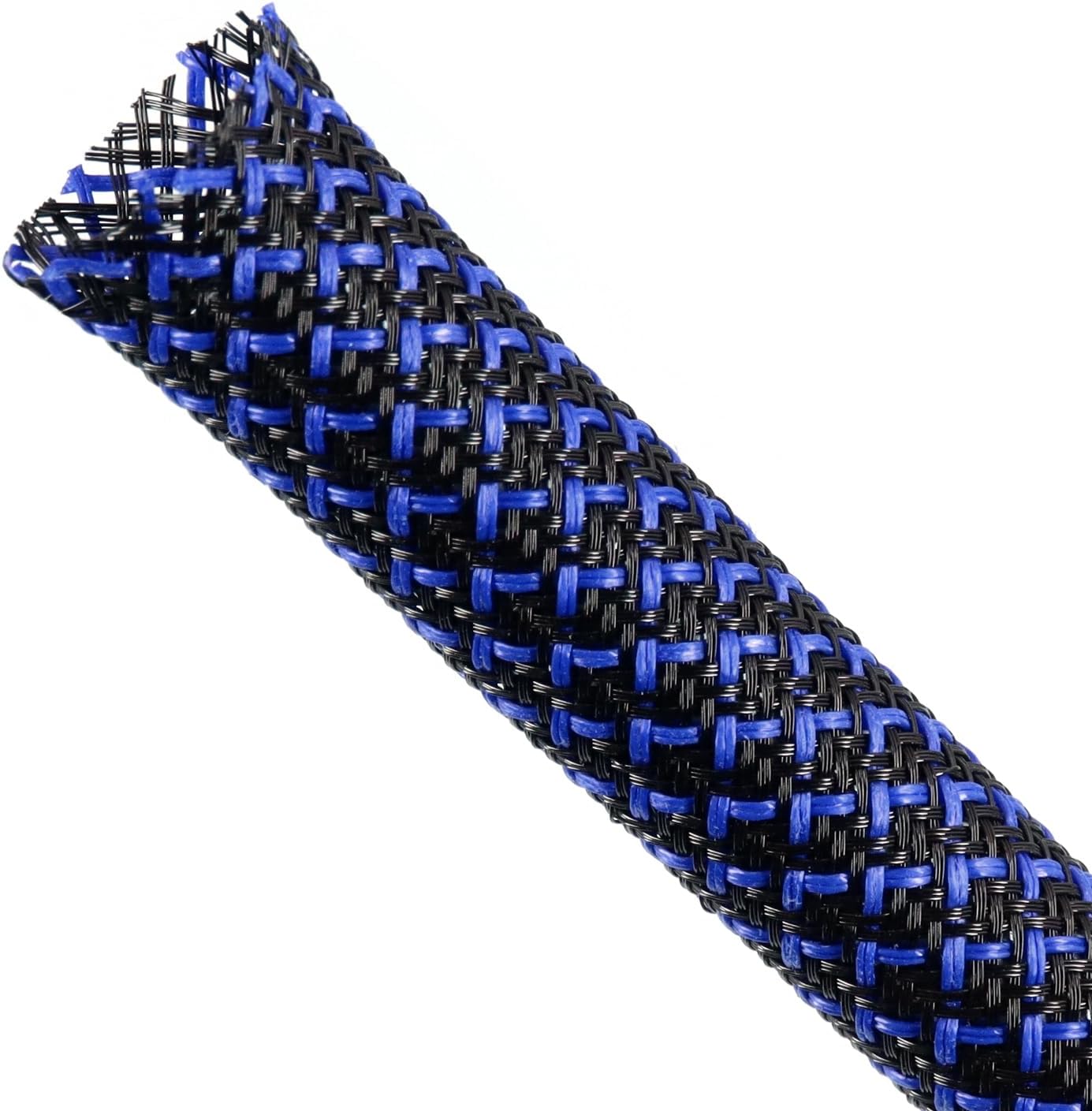 Braided Cable Sleeving, PET Expandable Braided Cable Sleeve, Flexible Mesh Sleeving Cord Management for Audio Video and Other Home Device, Cord Protector from Pets (Black Blue-2, 1/8")