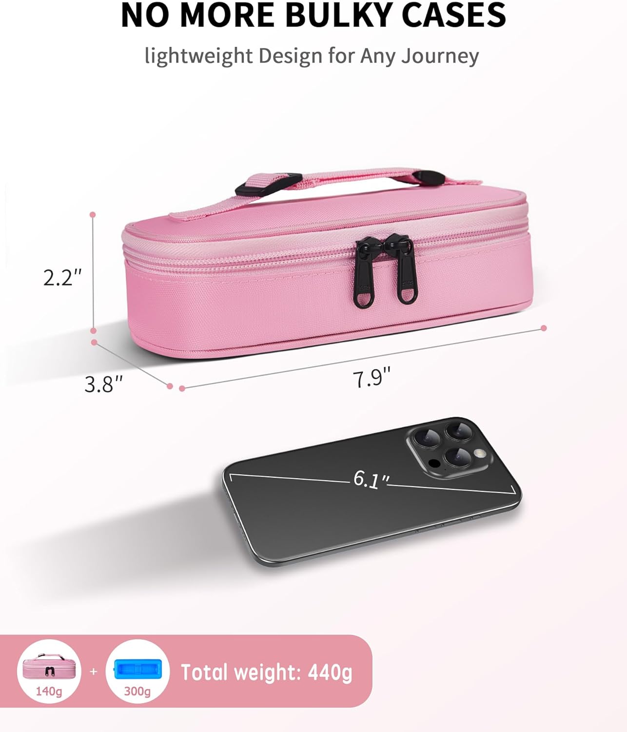 Insulin Vial Cooler Travel Case TSA Approved 300g Reusable Ice Brick Insulin Pen Case Holds 2 Pens and 2 Vials Long Lasting Medicine Cooler for Travel Camping and Outdoor Activities (Pink)