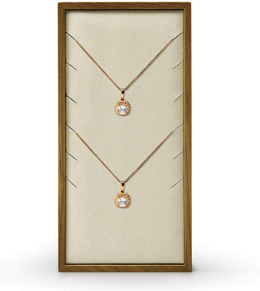 Oirlv Solid Wood Necklace Display Tray Jewelry Showcase Organizer (Creamy-white)