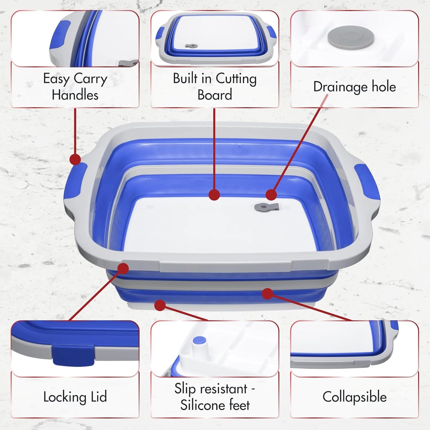 KITCHEN PERFECTION Collapsible XL Smoker & BBQ Prep Tub with Locking Lid & Cutting Board - Grill Caddy Container for Meat Marinating & Brine Perfect For Brisket, Turkey & Ribs - Best Gift For Men