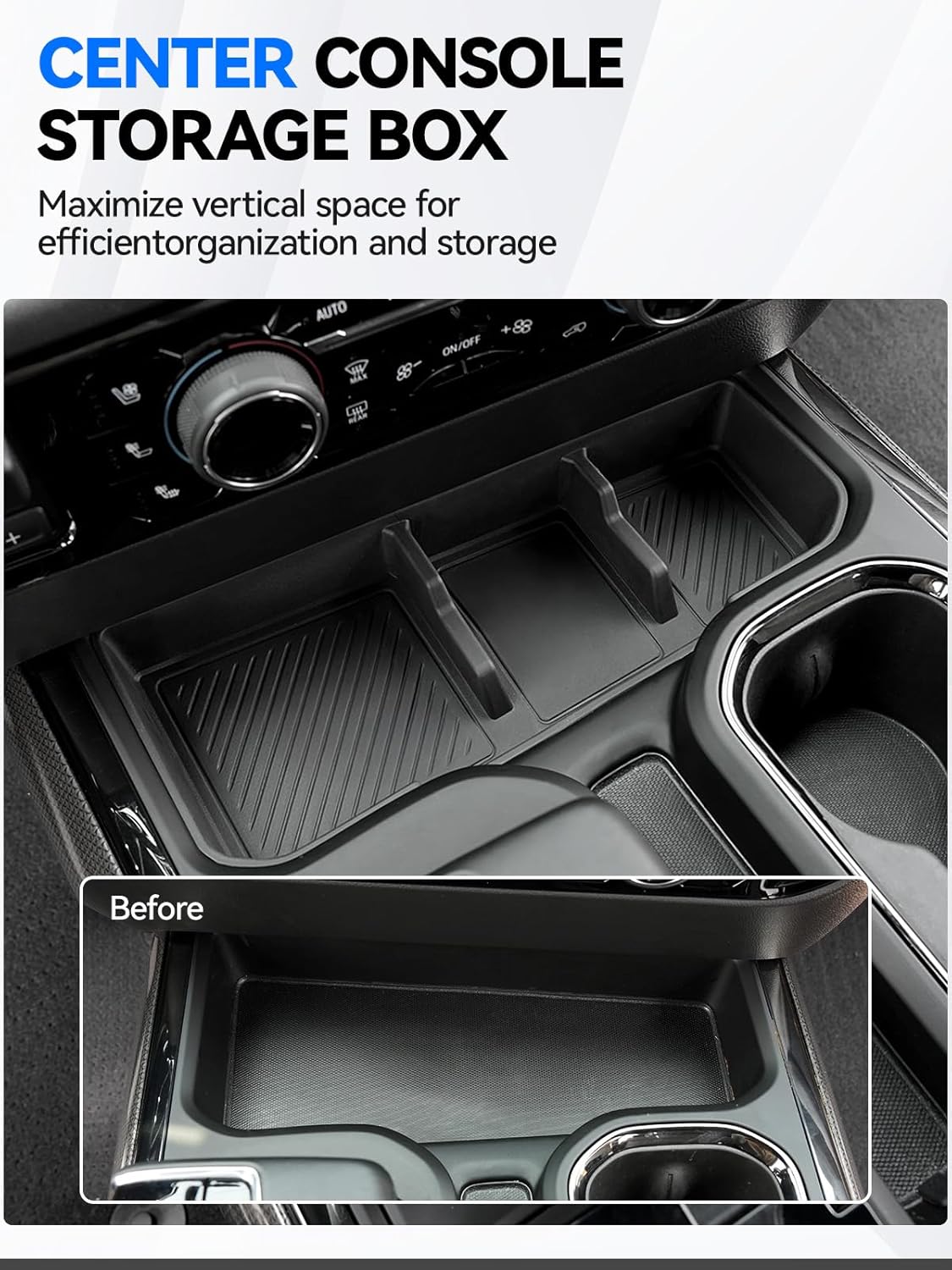 ELECFRESH 2PCS Center Console Organizer Tray for 2022 2023 2024 2025 Chevrolet Silverado Accessories, Armrest Storage Box and Center Console Storage for Chevrolet Silverado