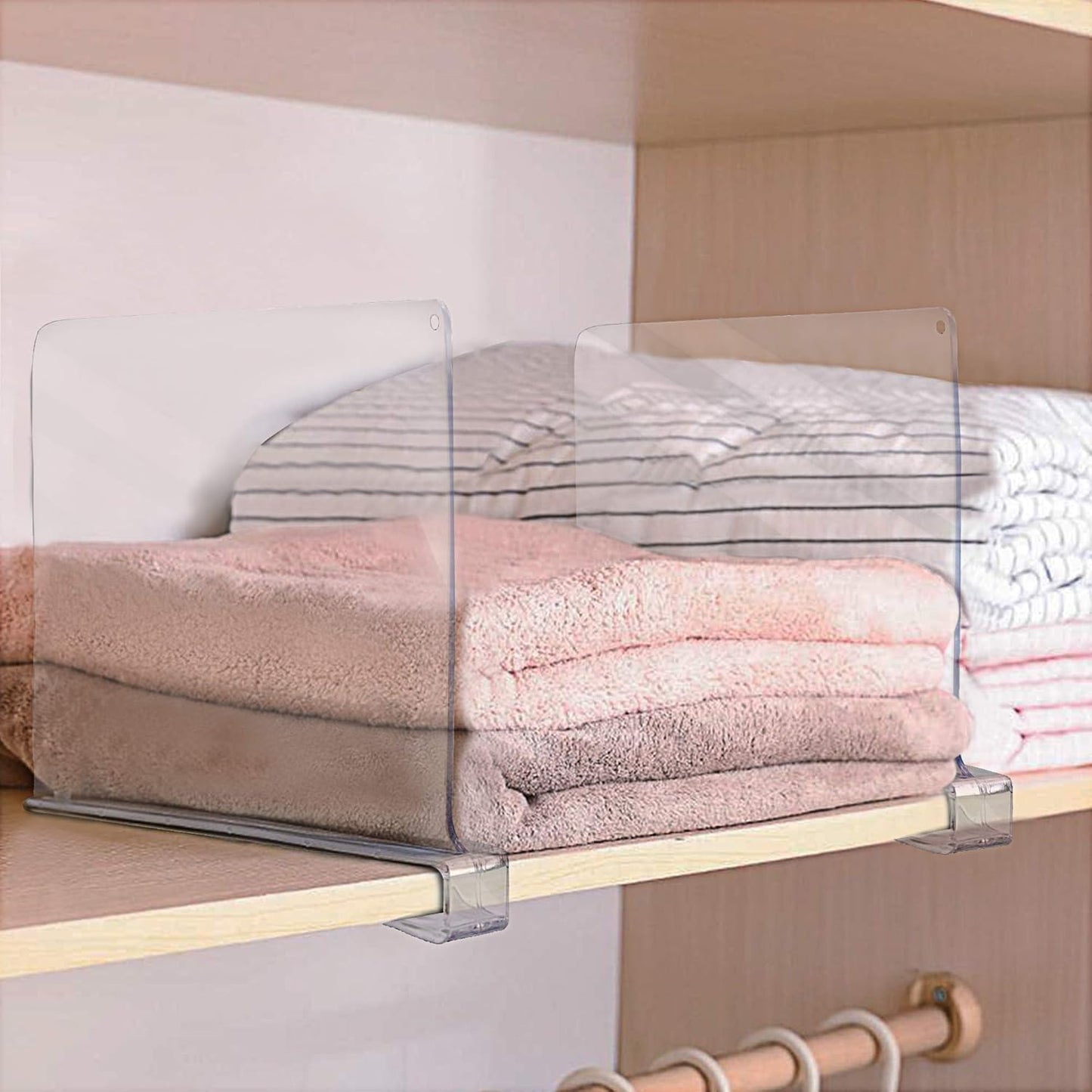 Sorbus 6 Acrylic Shelf Dividers for Closets organization Shelves, Organizer for Clothes shelf, Linens, Purse Separators, Clear Acrylic Dividers separator for Closets, Kitchen Cabinets Bedroom (6-Pack)