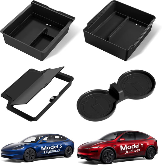 for Tesla Model Y Juniper Center Console Organizer Slide Smoothly Wear-Resistant Easy to Clean Model 3 Highland 2024-2026 New Model Y Juniper Accessories 4 PCS