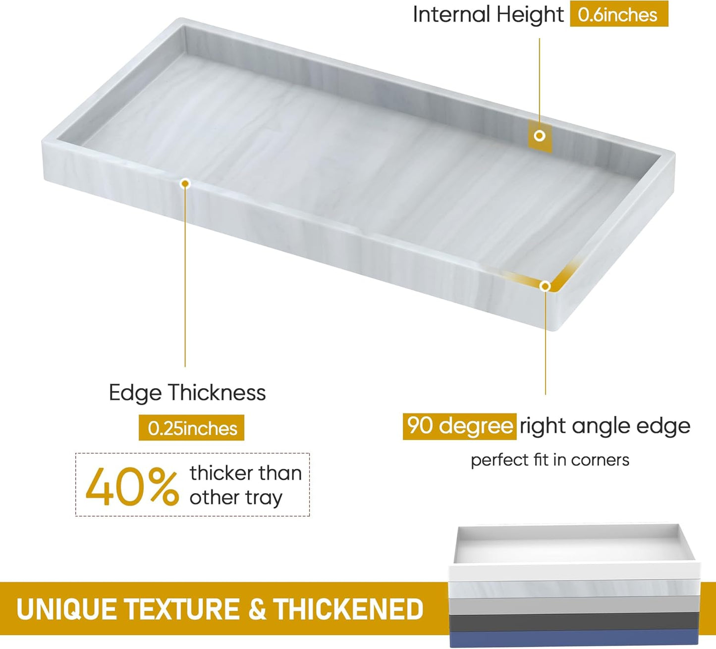 Bathroom Counter Tray,EG-SIPRO High-Grade Thickened Silicone Bathroom Vanity Tray,Shatterproof Durable Rectangle Bathroom Tray Soap Dispenser Tray for Bathroom Countertop,Small+Large (EGTRAY)