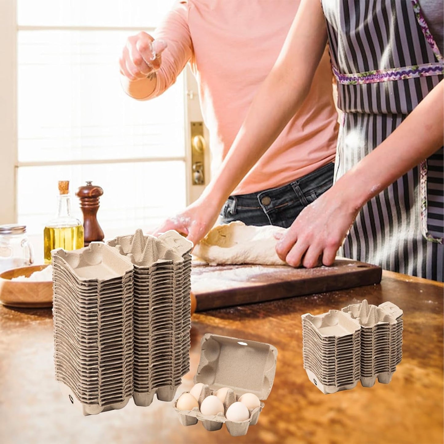 40 Pack Egg Cartons Bulk, 2x3 Style Reusable Empty Natural Paper Pulp Egg Cartons, Sturdy Design Egg Holder Containers for Fresh Chicken Eggs