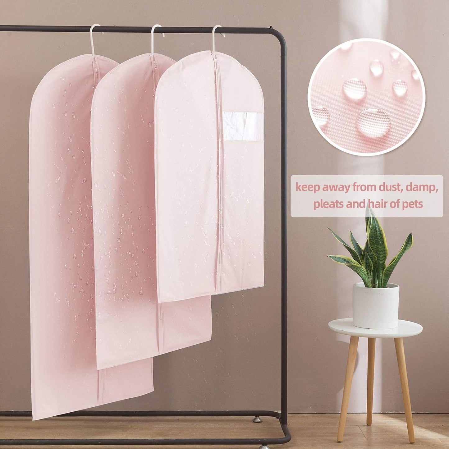 Pink Dress Bags for Gowns Long, 65'' Long Dress Clear Garment Bag(Set of 2, 23.3'' X 65'')