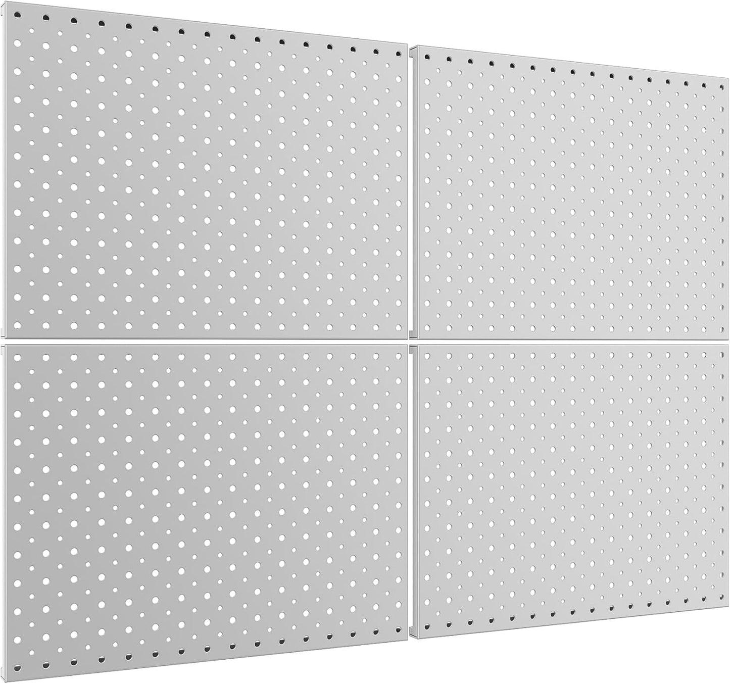 TORACK 4Pcs 12"x16" Metal Pegboard Panels for Garage, Workbench, Shop, Shed Tool Organizer Peg Board with 1/8" & 1/4" Holes, Modular Wall-Mounted Pegboard for Pegboard Hooks (Grey)