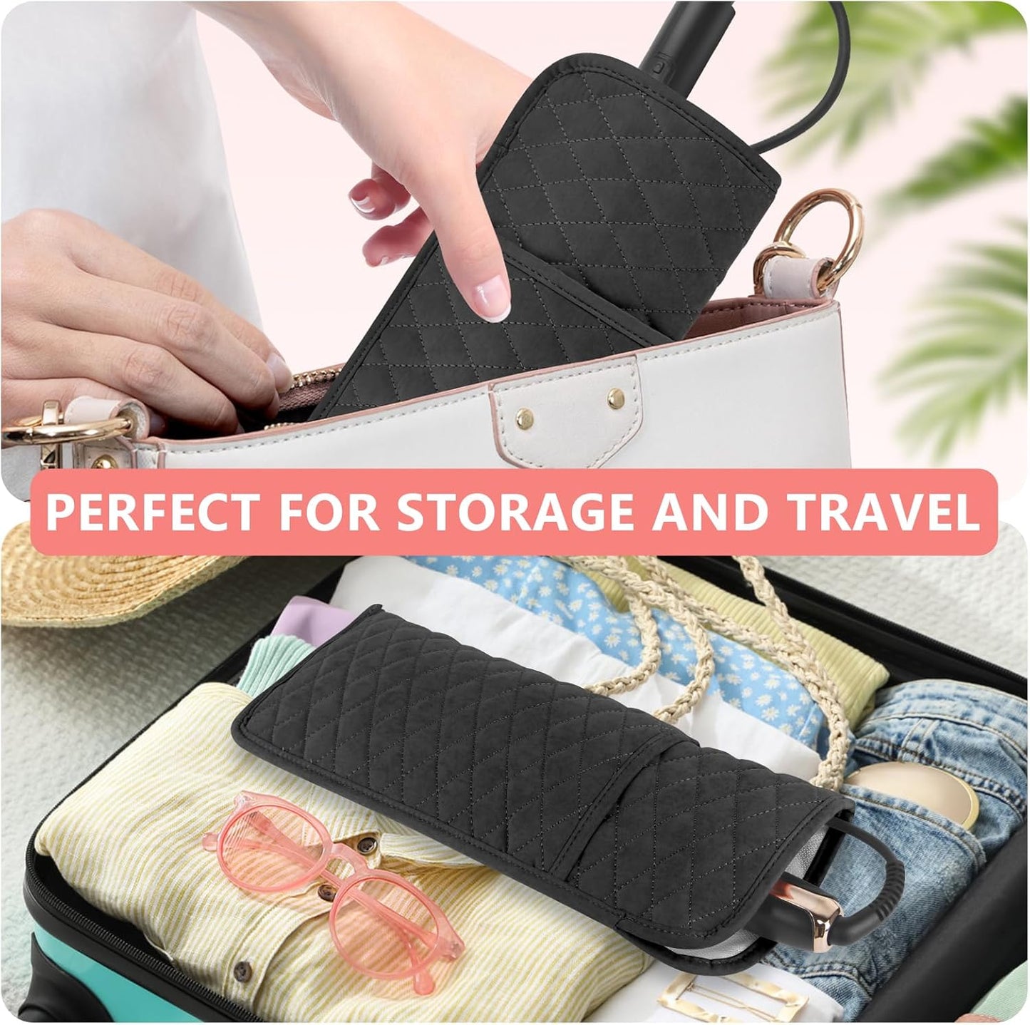 Heat Resistant Hair Tools Organizer Bag Portable Travel Storage Cover Pouch for Hair Straighteners, Curling Irons, Flat Irons and Hot Styling Tools(13.8" x 5.5")