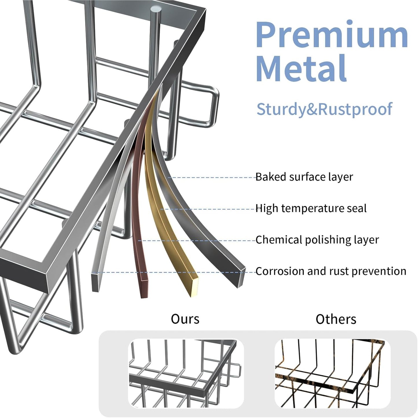 2 Pack Under Sink Organizer Storage 2-Tier Premium Metal Pull-Out Racks, Height Adjustable, Easy Installation | Kitchen & Bathroom Organizers