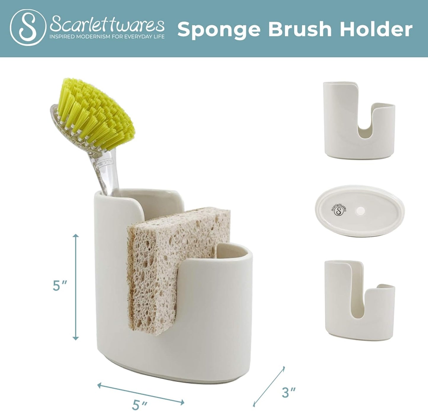 Kitchen Caddy Sponge Scrub Brush Holder and Soap Dish Tray Kitchen Caddy
