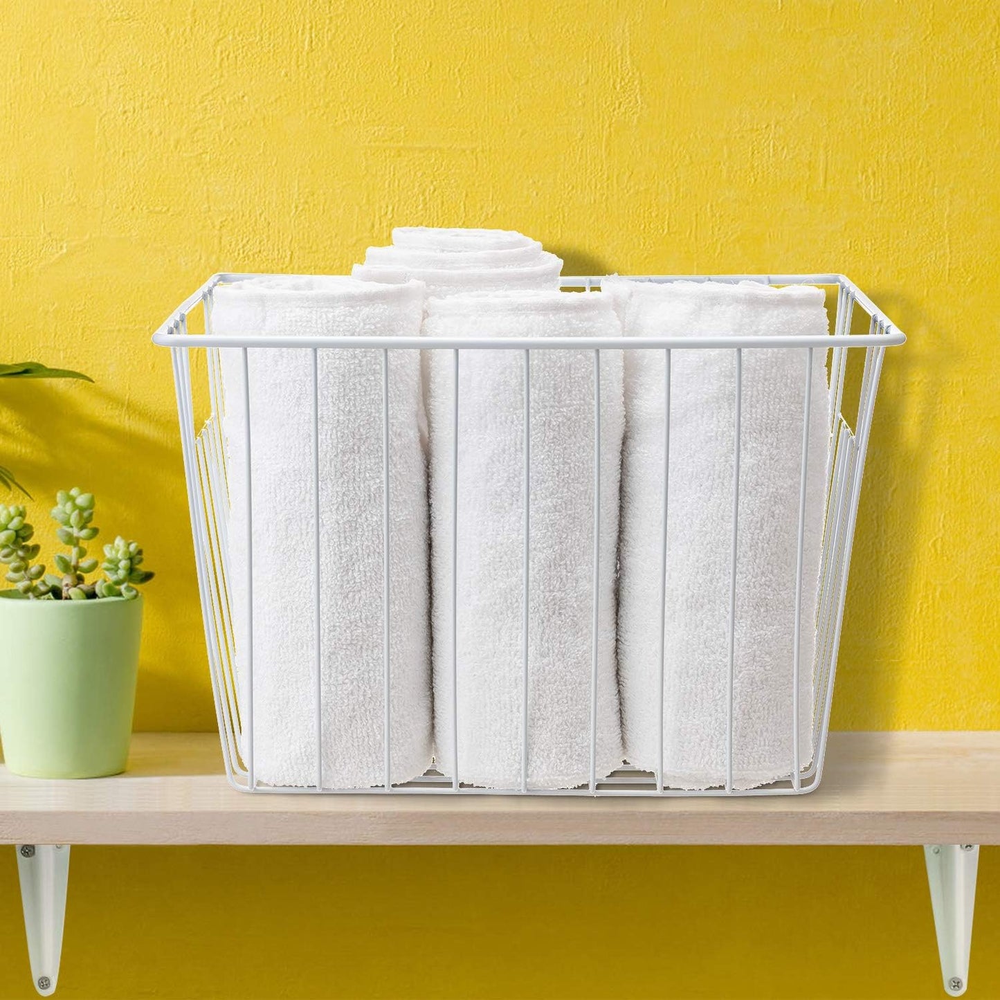 6 Pack Wire Storage Baskets for Organizing, Freezer Organizer Bins, Pantry Organization Bins Cabinets - Metal Basket Kitchen, Laundry, Fridge, Bathroom Countertop Organizer, Pearl White