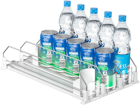 2025 Drink Organizer for Fridge, Upgrade Soda Can Dispenser for Refrigerator, Automatic Pusher Glide Fridge Can Organizer for Refrigerator, Fridge Soda Can Organizer (3 Rows white)