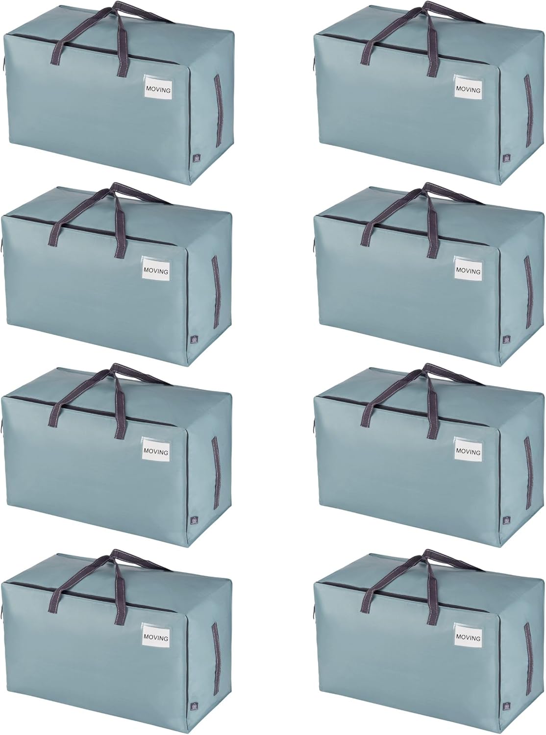 VENO 8 Pack Moving Bags and Large Christmas Decoration Storage Bins with lids. Alternative to Moving Boxes, Packing Supplies for College. Heavy Duty Totes (Light Blue Matte, 8 Pack)