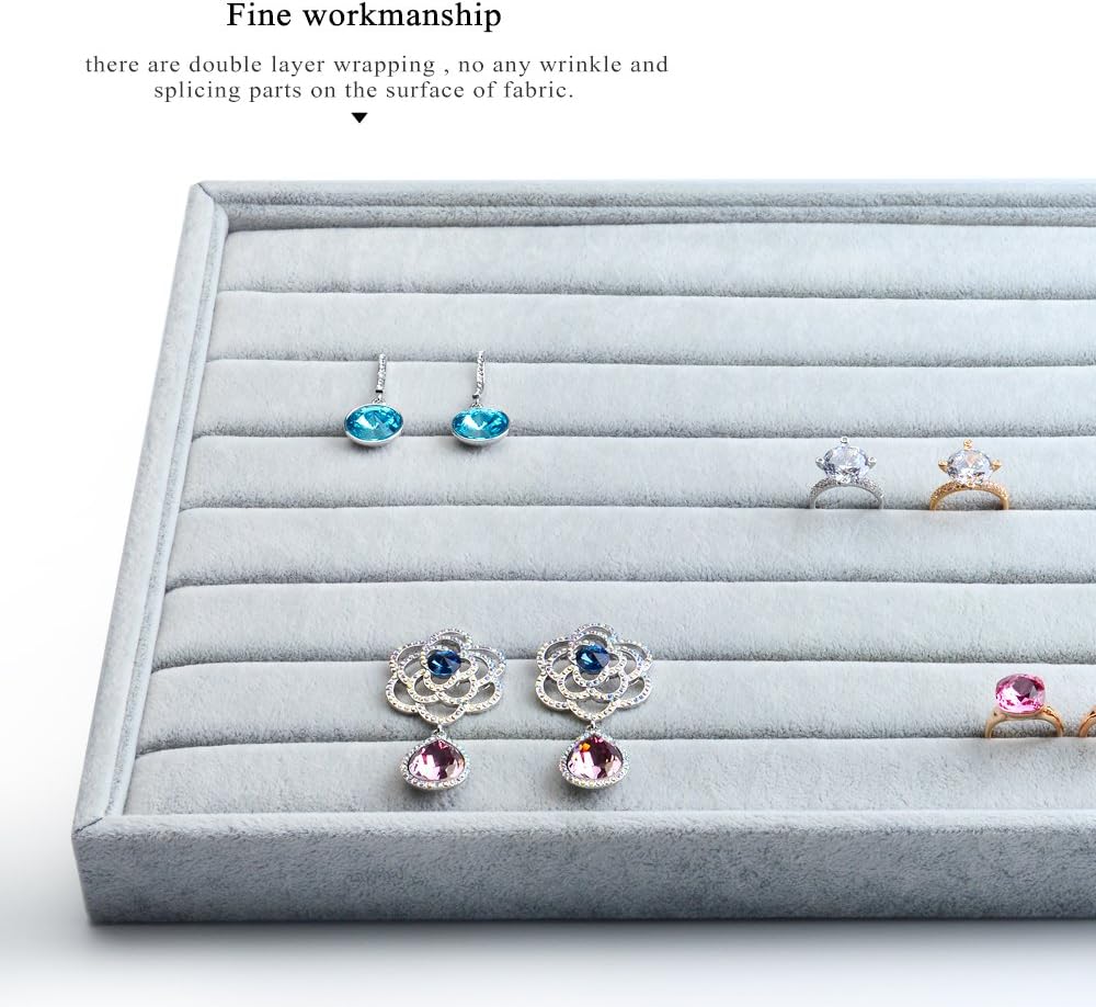Oirlv Velvet 7 Slots Ring Earrings Studs Tray Showcase Display Jewelry Organizer