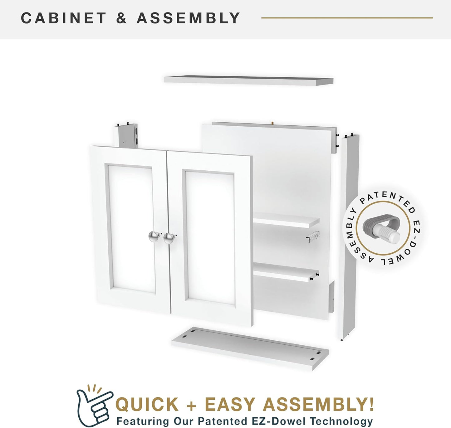 MCS 23x18 White Medicine Cabinet Organizer, Wall Mounted 2-Door Bathroom Cabinet for Over-The-Toilet Storage, Bathroom Furniture & Restroom Organizer