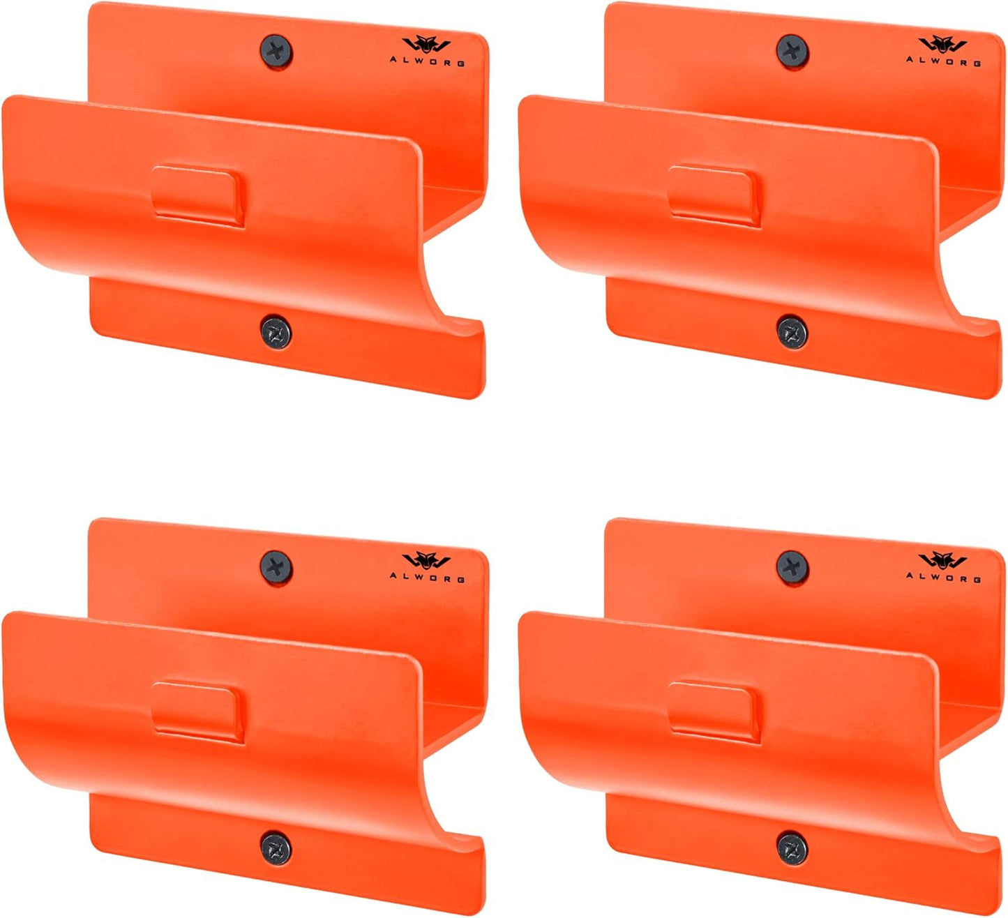 Ladder Holders - Set of 4 Garage Hooks - Orange Wall Mount Heavy Duty Ladder Hangers and Brackets