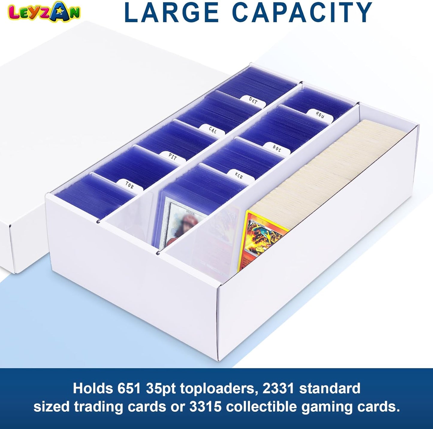 Trading Card Storage Box 4 Pack–2400 Count Cardboard Organizer with Dividers for MTG, TCG, Sports, Toploader, Commander