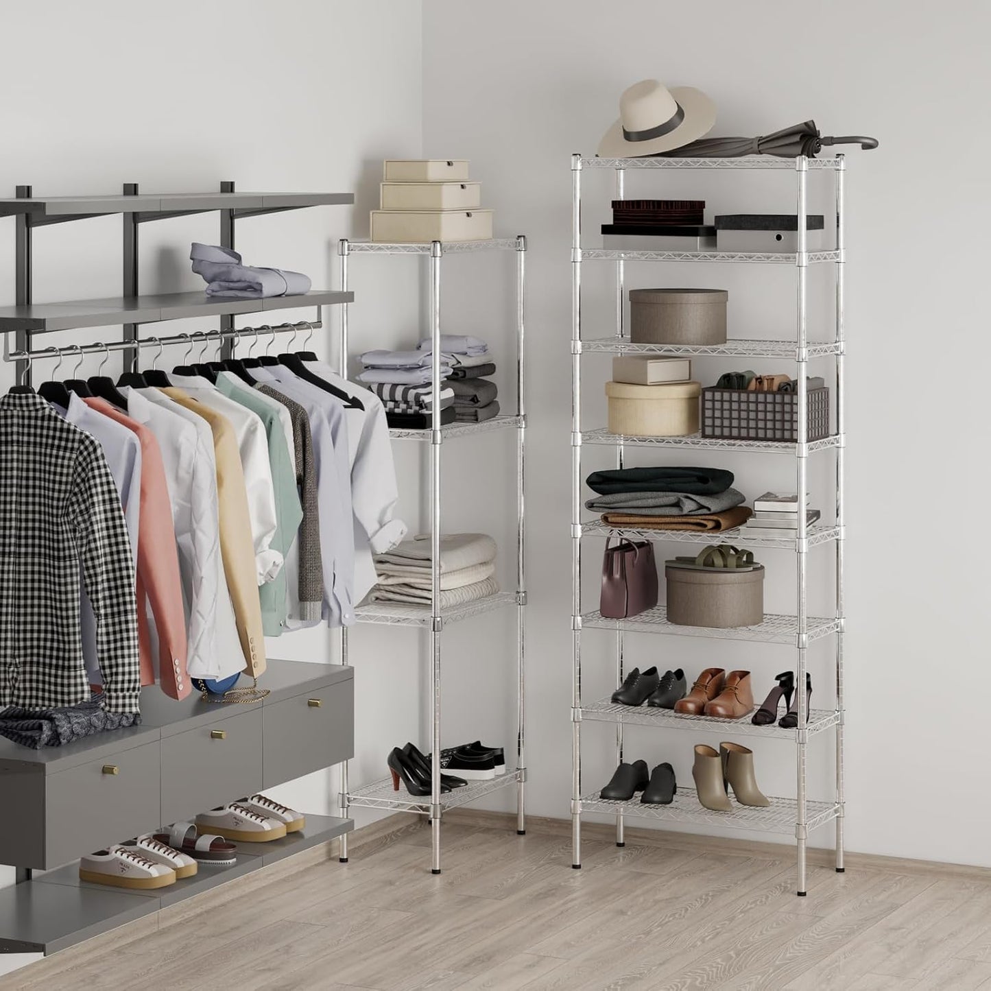 14" Deep x 30" Wide x 86" Height Wire Shelving Kit | 8-Tier | NSF Commercial Storage Rack Unit